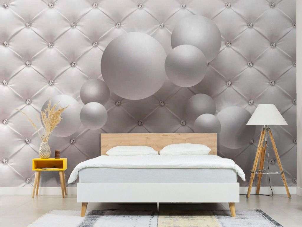 Фотообои в интерьере 3д шары на каретной стяжке  17-7174 фото