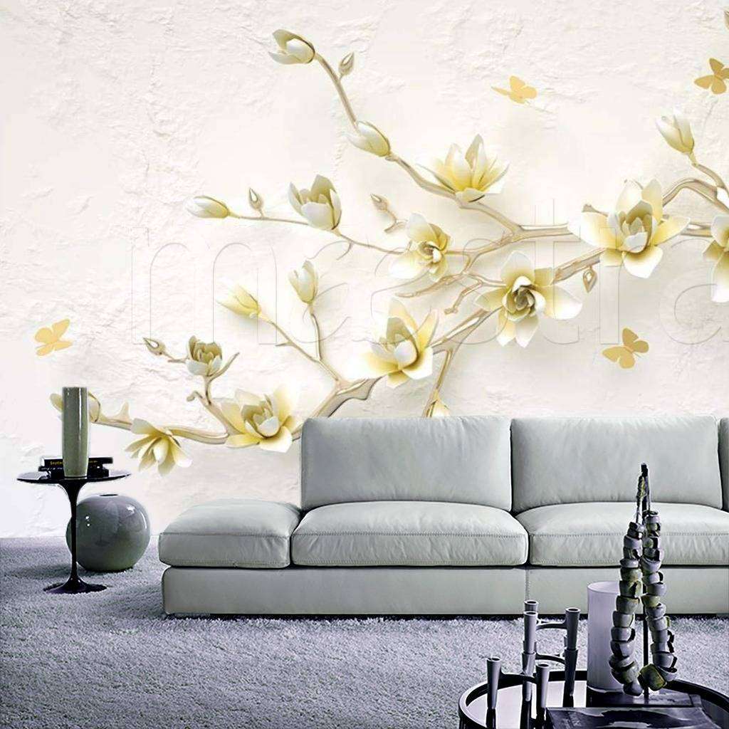 Фотообои в интерьере 3д магнолия  15-032 фото