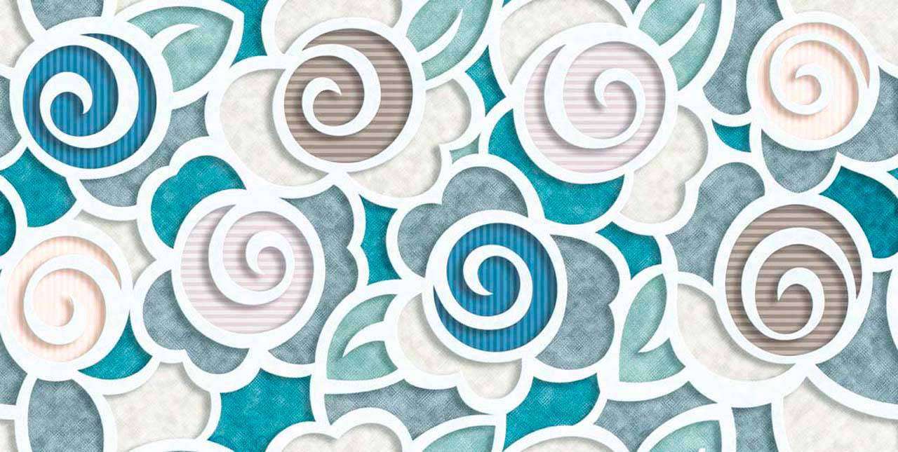 Фотообои в интерьере орнамент из 3д цветов  10-473 фото