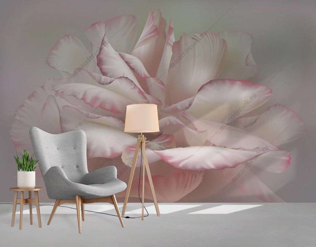 Фотообои в интерьере лепестки пиона  13-483 фото