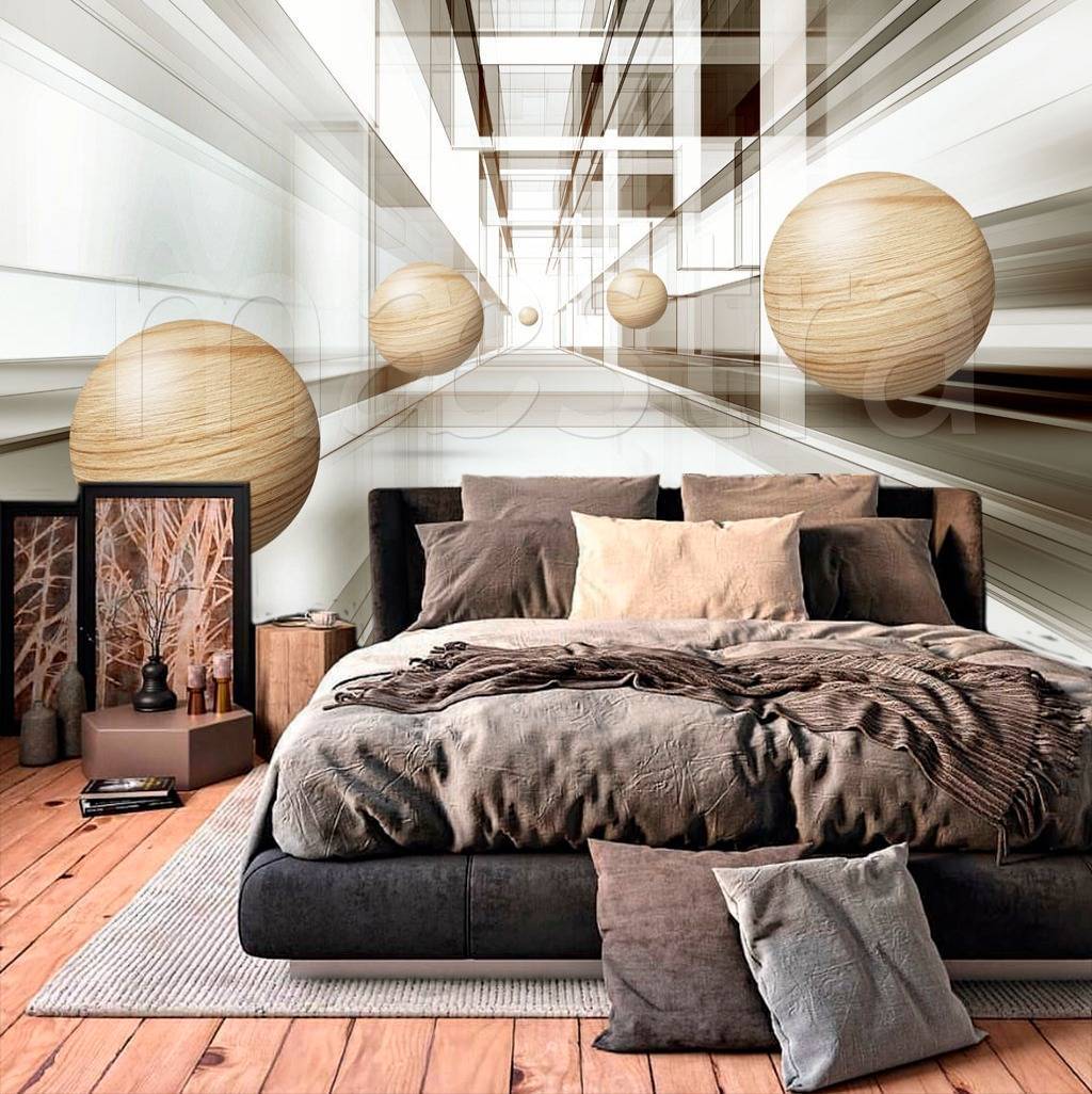 Фотообои 3д деревянные шары  10-561