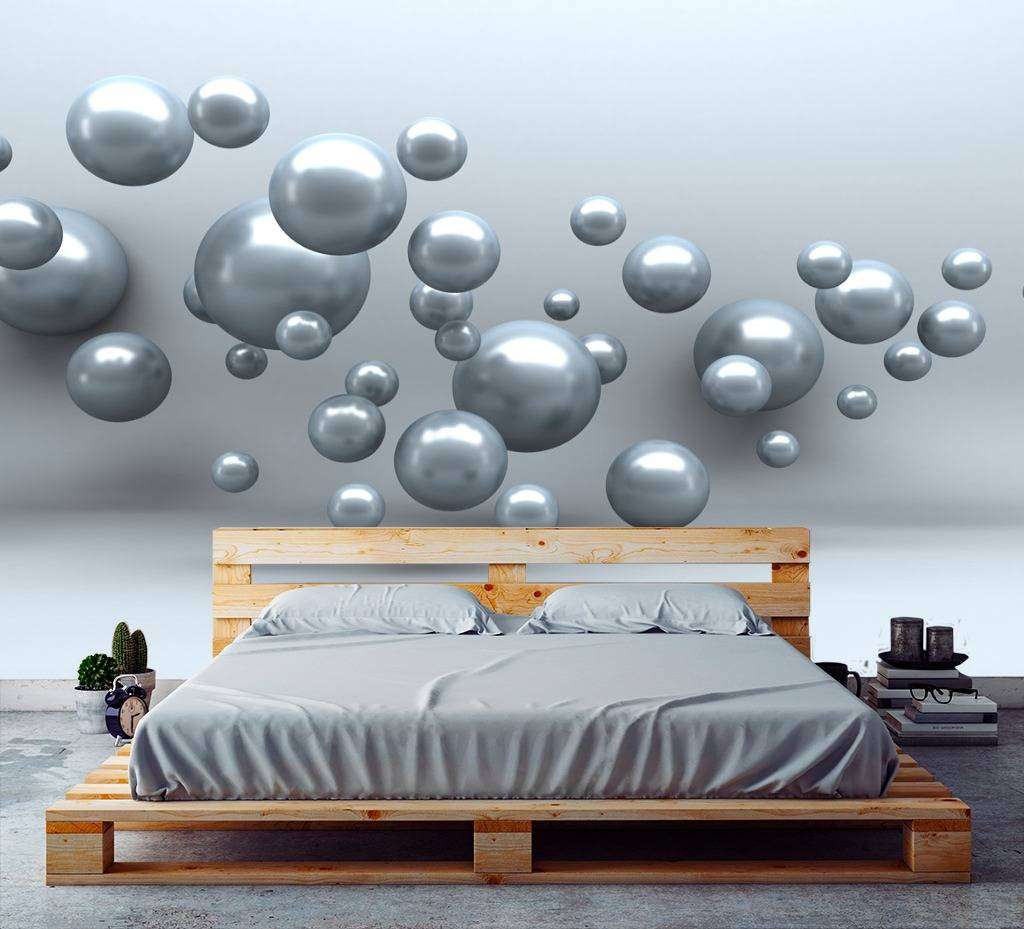 Фотообои в интерьере шарики из стали  10-598 фото