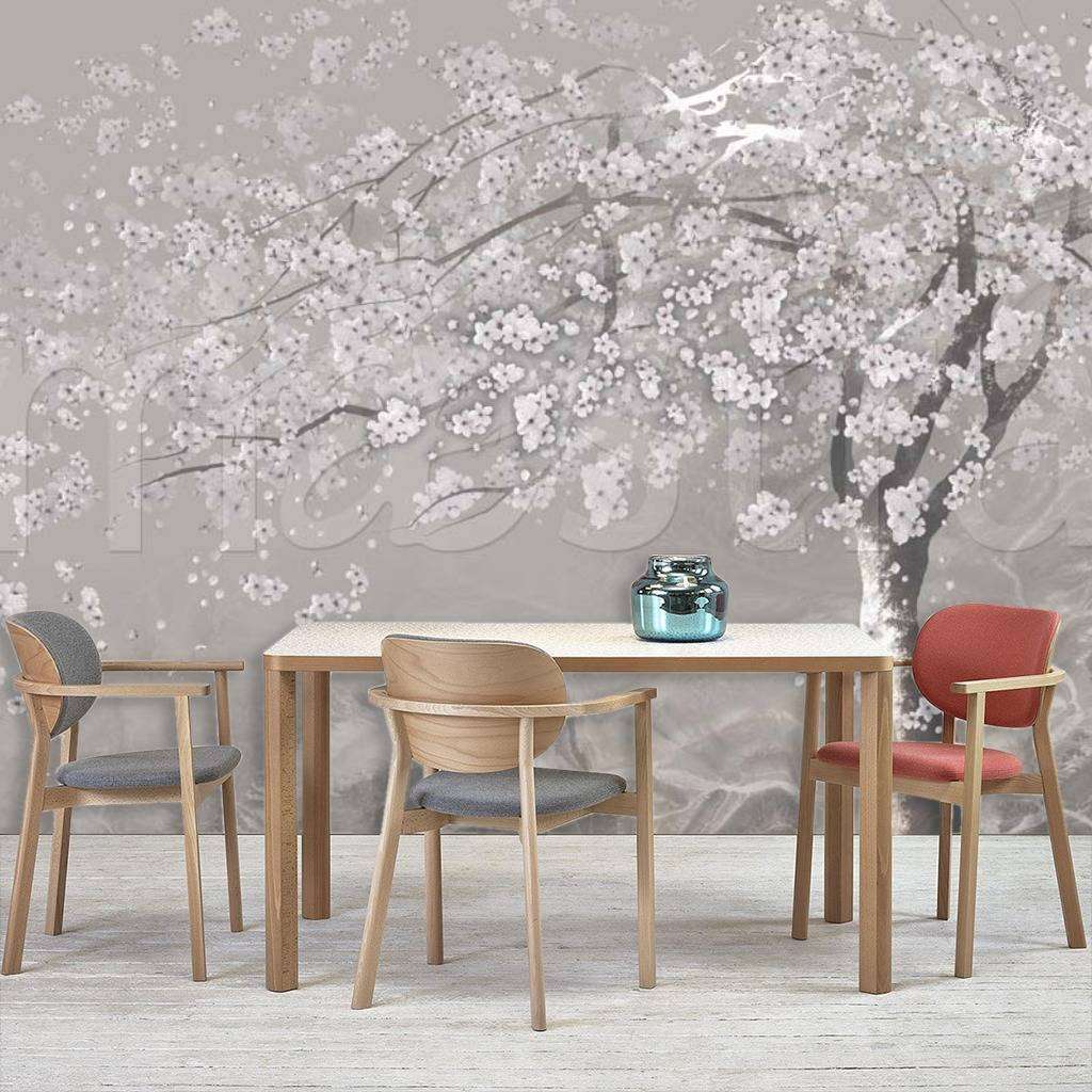 Фотообои в интерьере сакура в цветах  7-898 фото