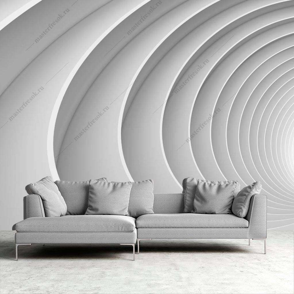 Фотообои в интерьере 3д волнообразный коридор  10-822 фото