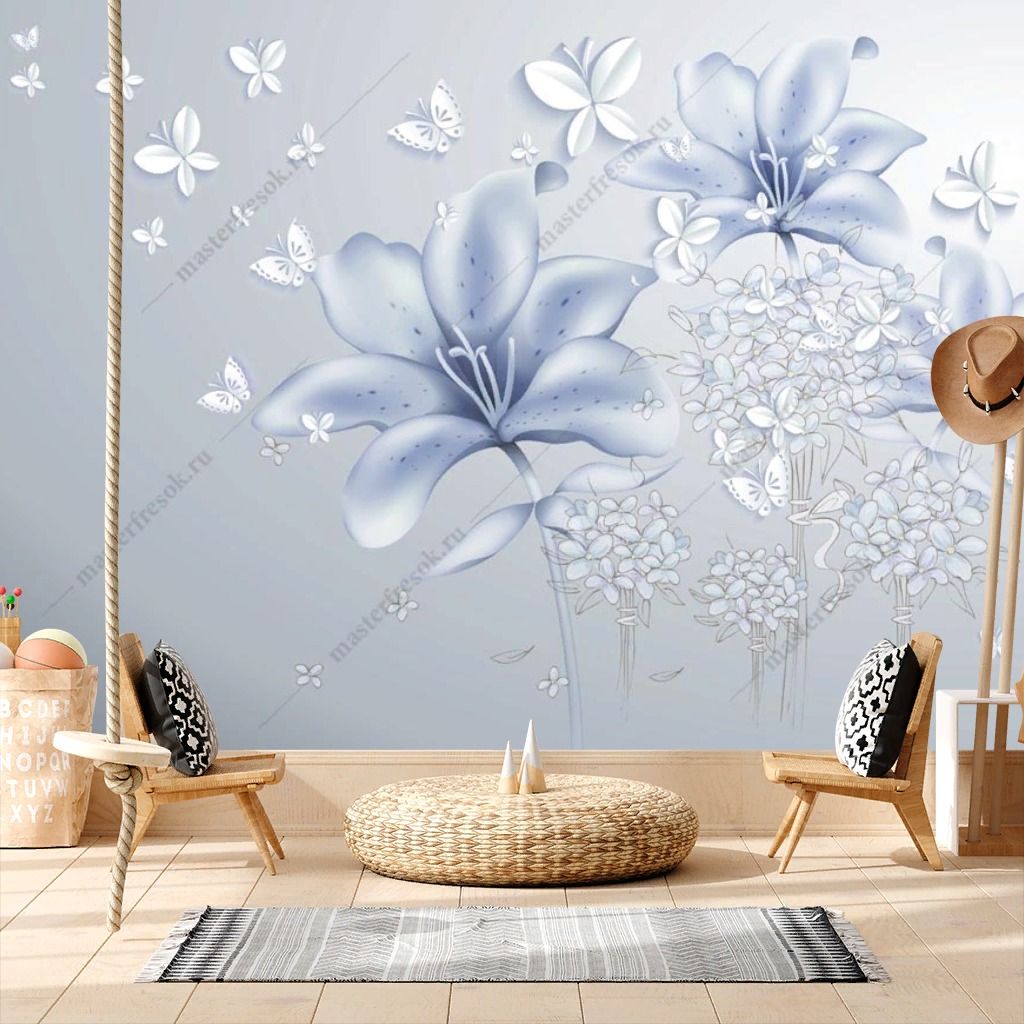 Фотообои Нежно-голубые лилии  14-429