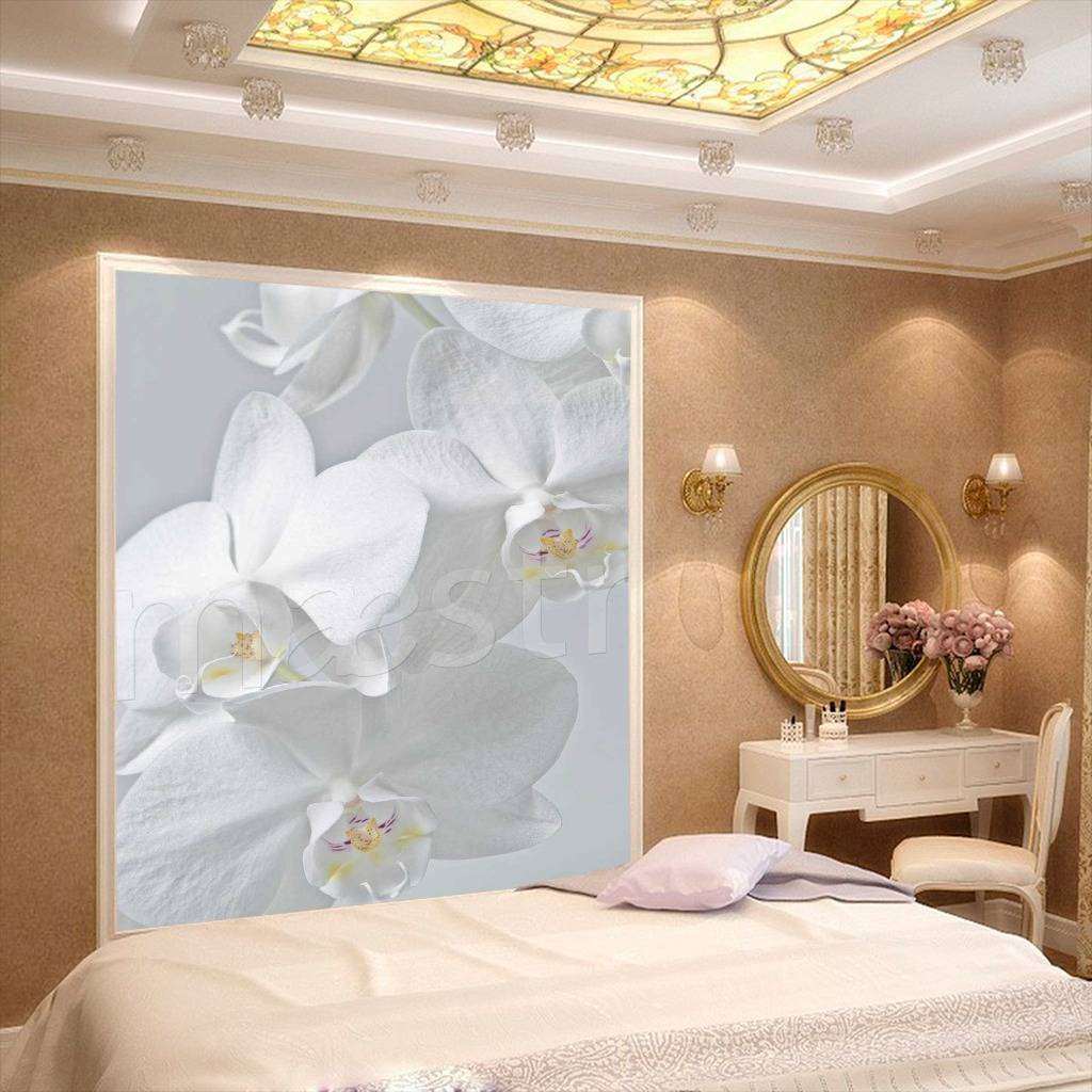 Фотообои в интерьере белая орхидея нарядная  10-155 фото
