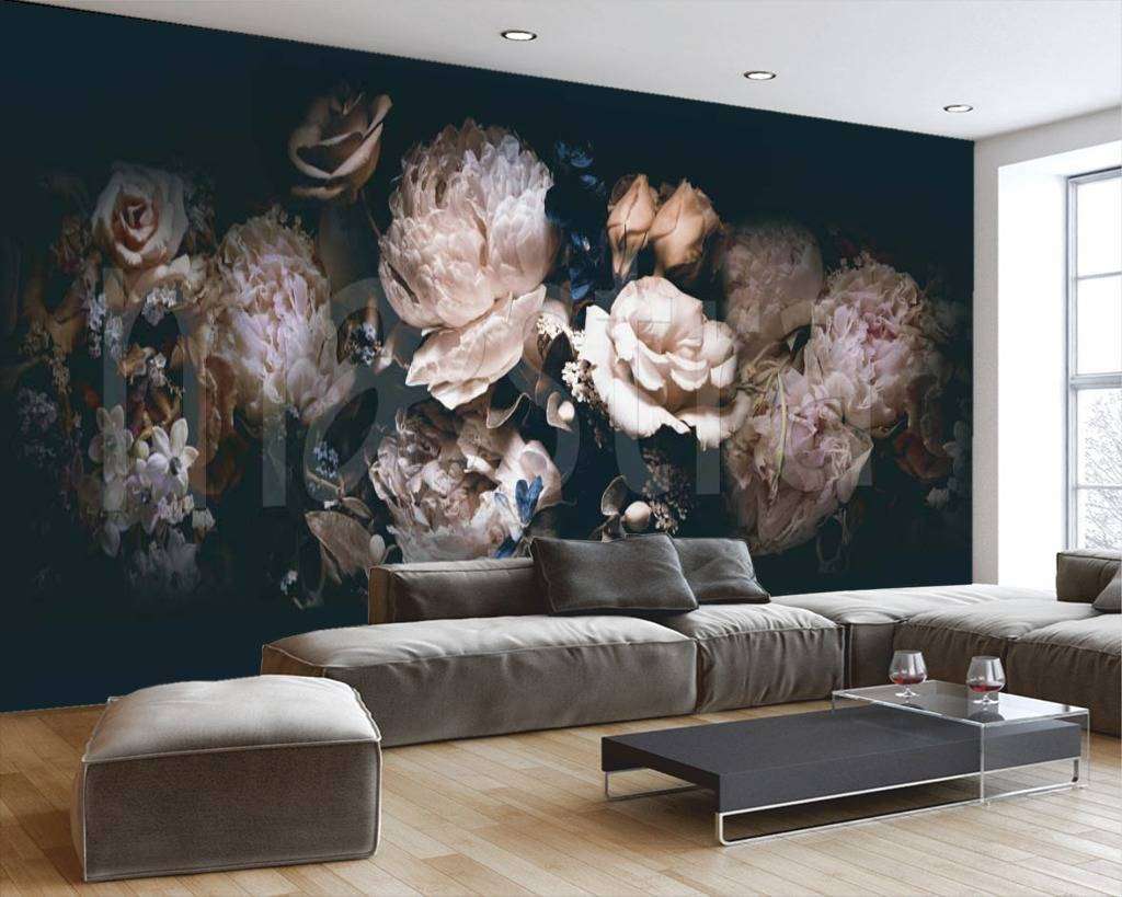 Фотообои Цветы на черном фоне  7-776