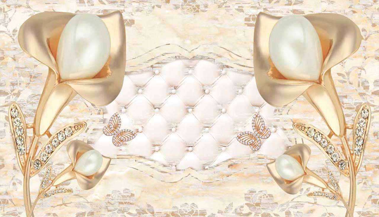 Фотообои в интерьере 3д объемные цветы в светлых тонах  10-443 фото