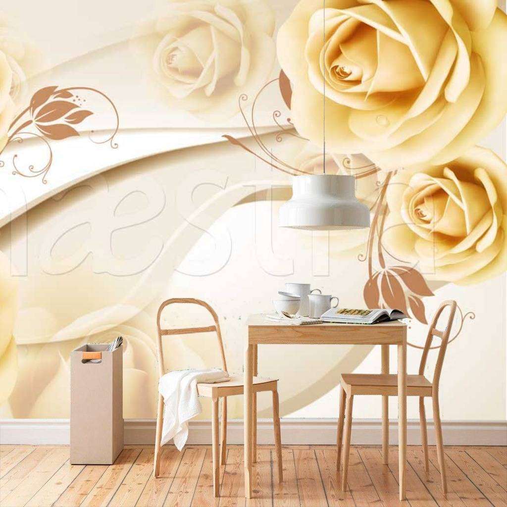 Фотообои Желтые розы на 3д фоне  10-416