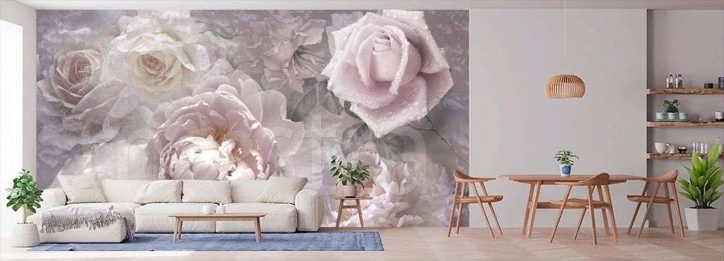 Фотообои в интерьере натюрморт "3d пионы"  7-882 фото