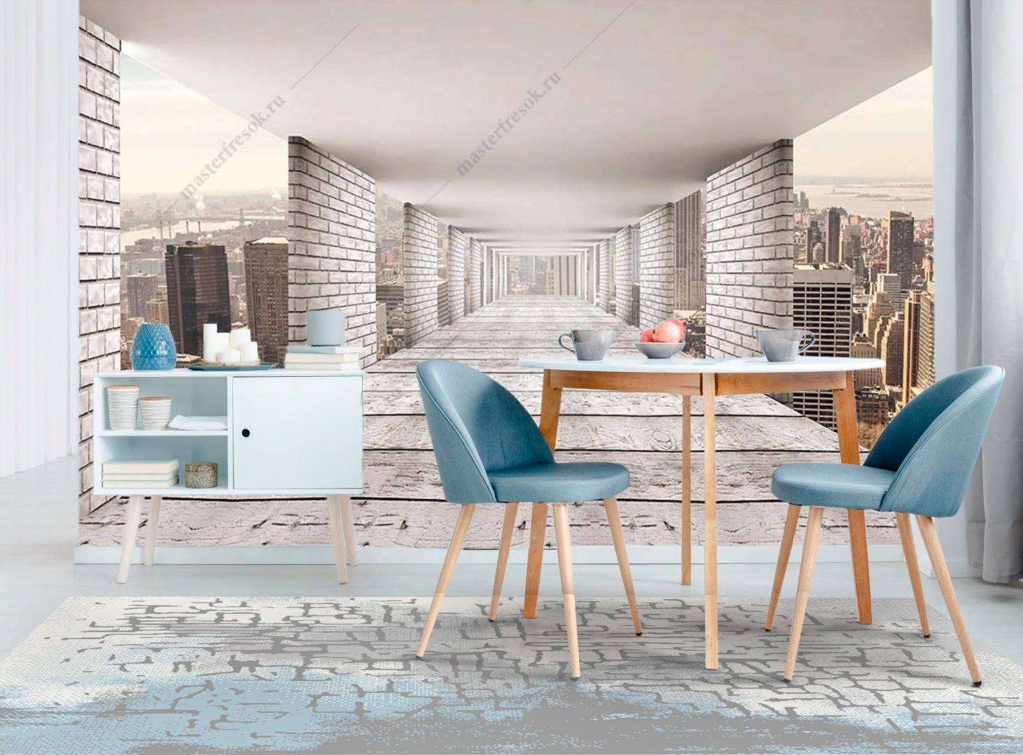 Фотообои в интерьере прямая перспектива  9-1187 фото