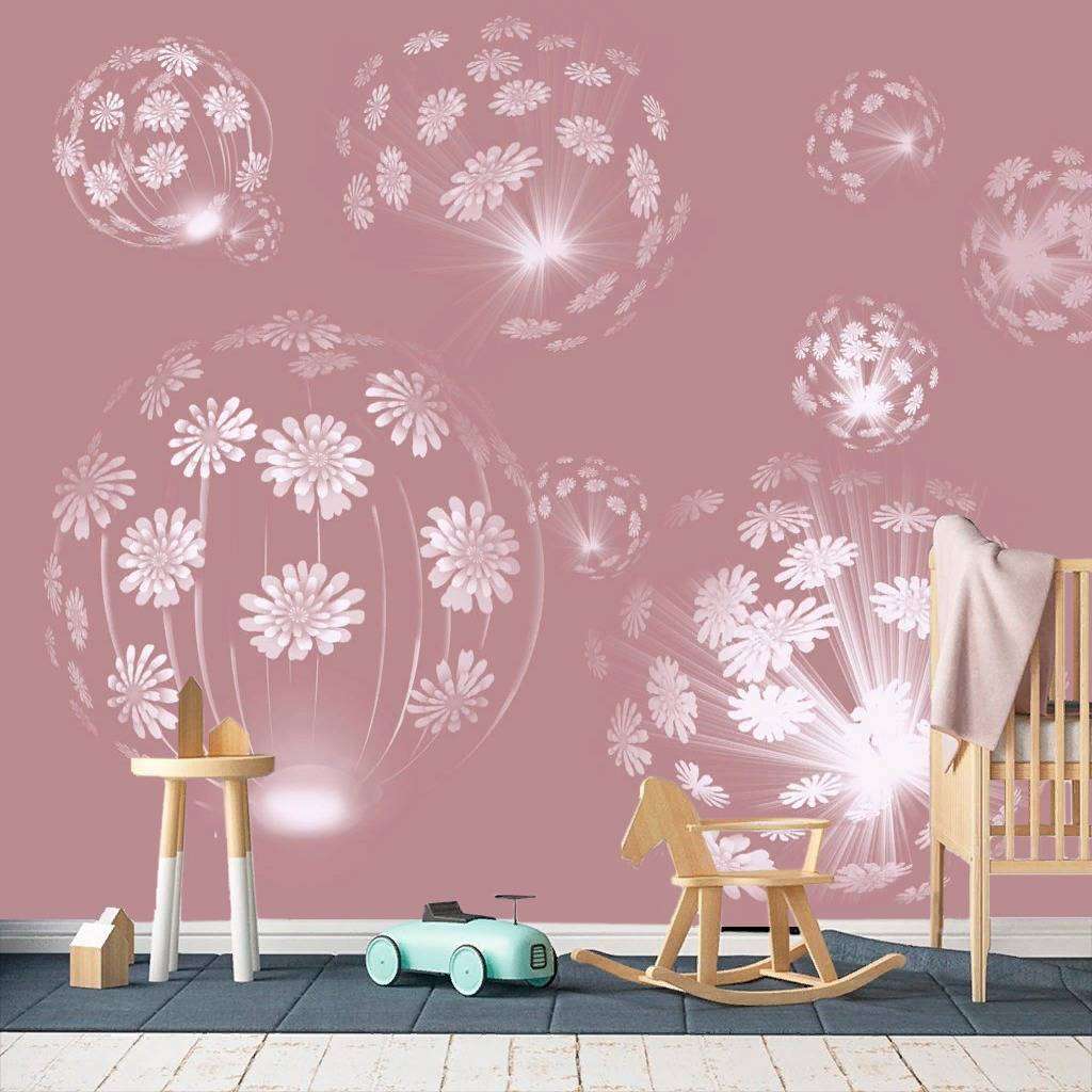 Фотообои в интерьере одуванчики 3д  13-076 фото