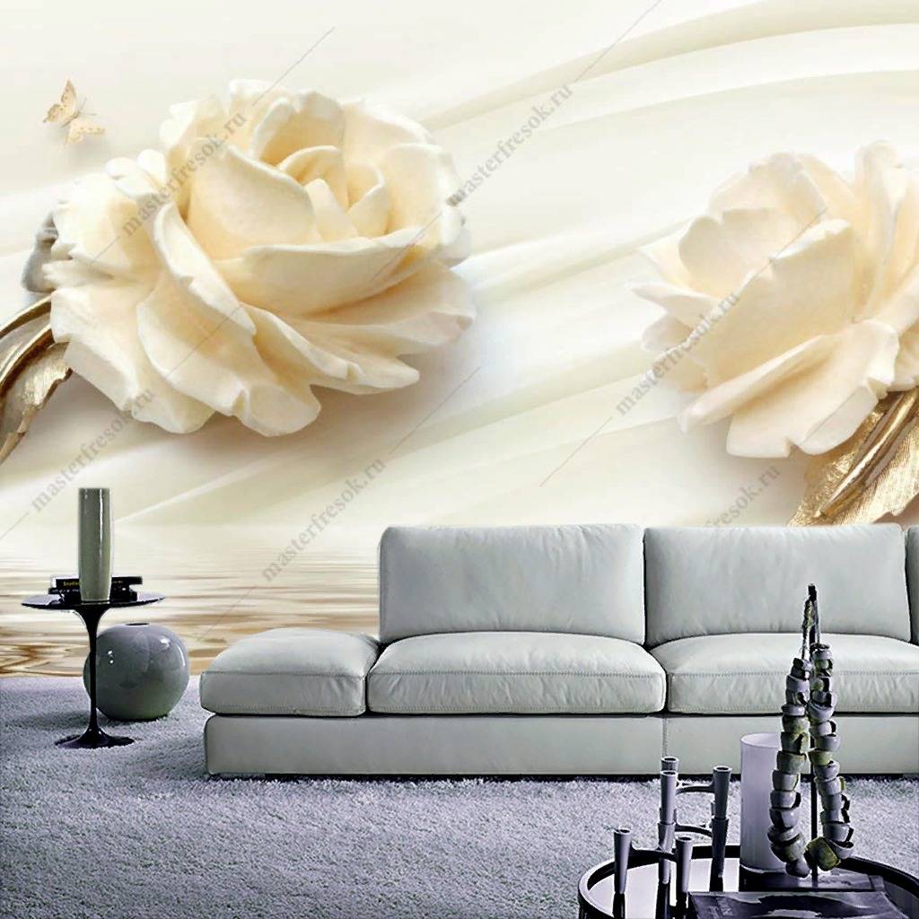 Фотообои 3д Золотые розы  10-855