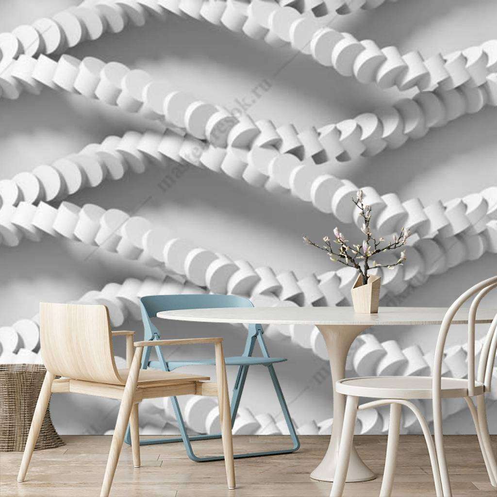 Фотообои в интерьере 3д геометрическая волна  10-802 фото