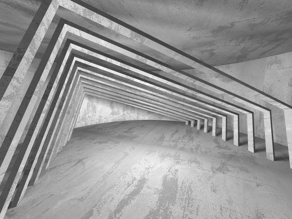 Фотообои в интерьере бетонный коридор 3д  10-950 фото