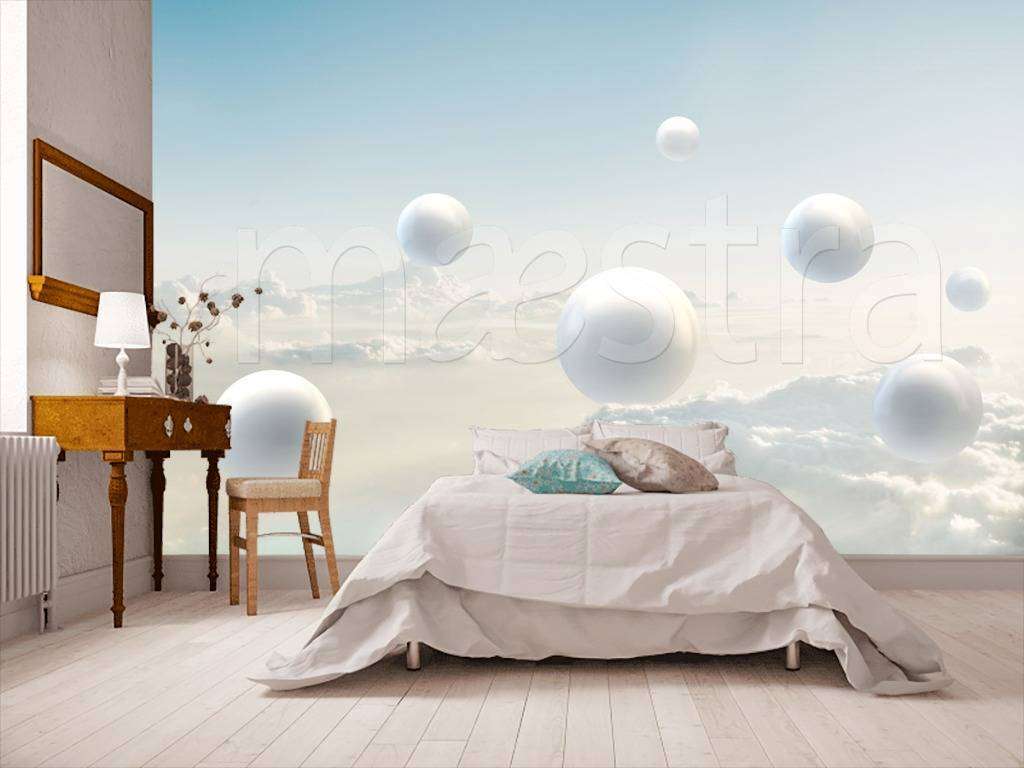 Фотообои 3д шары в облаках  10-578