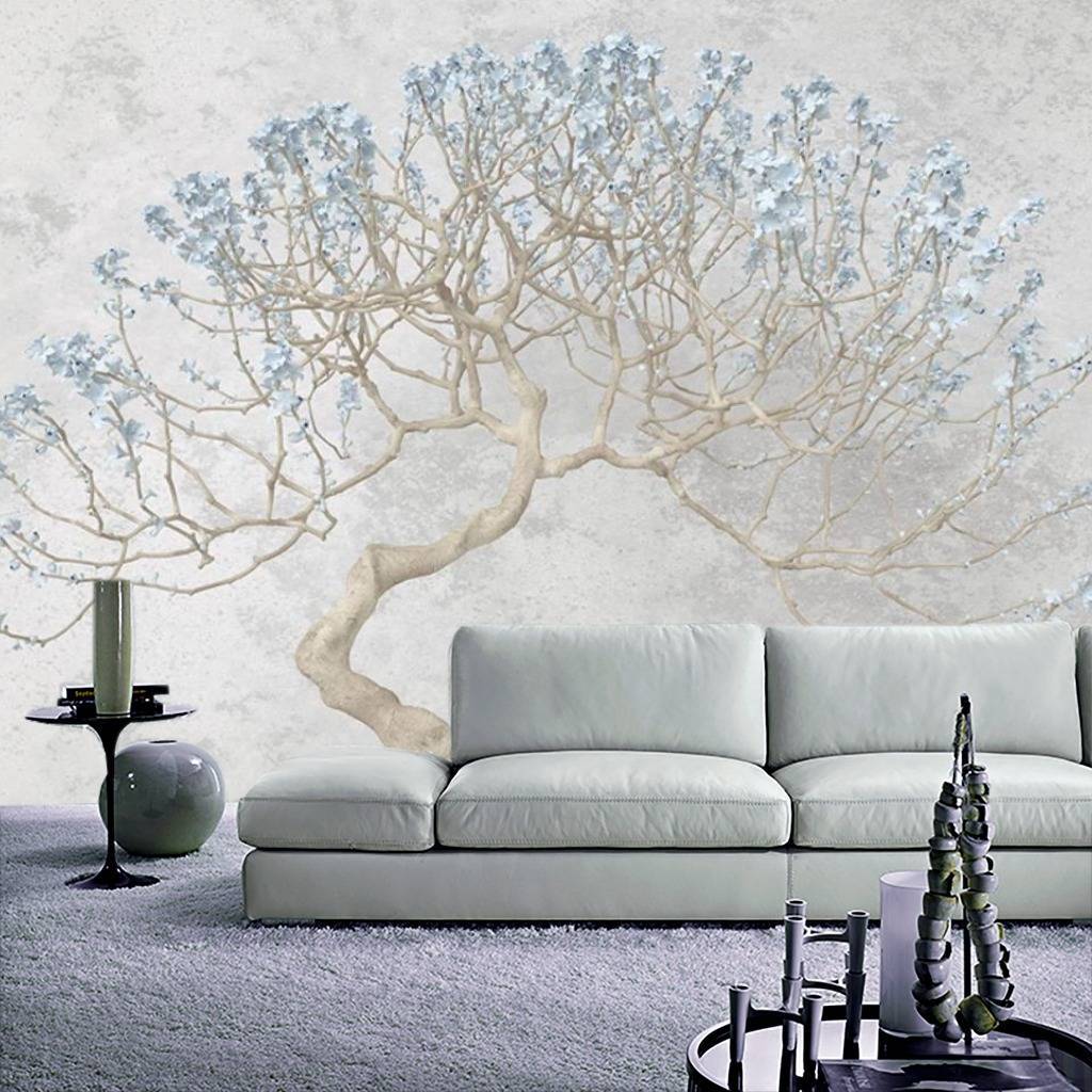 Фотообои Стереоскопическое дерево нежно-голубое  15-408