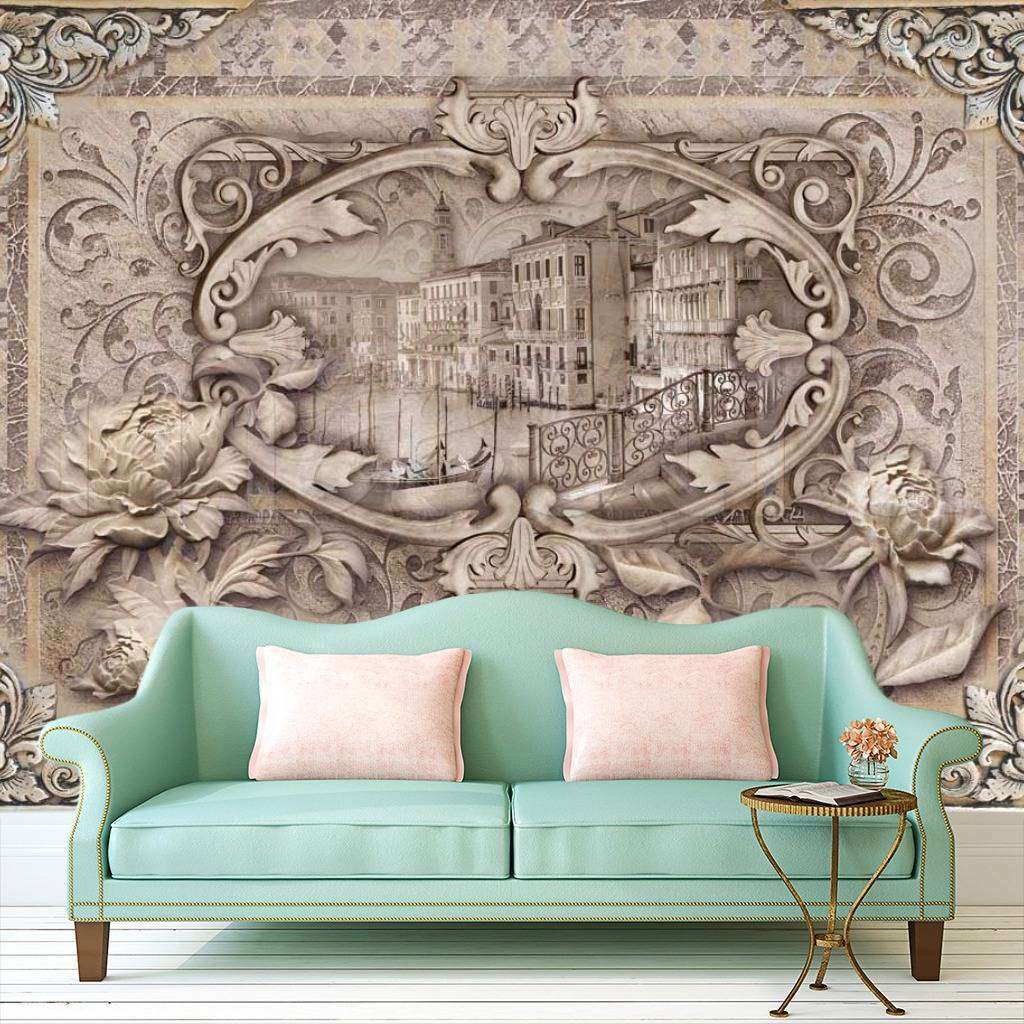 Фотообои в интерьере венеция в объемной рамке  7-496 фото