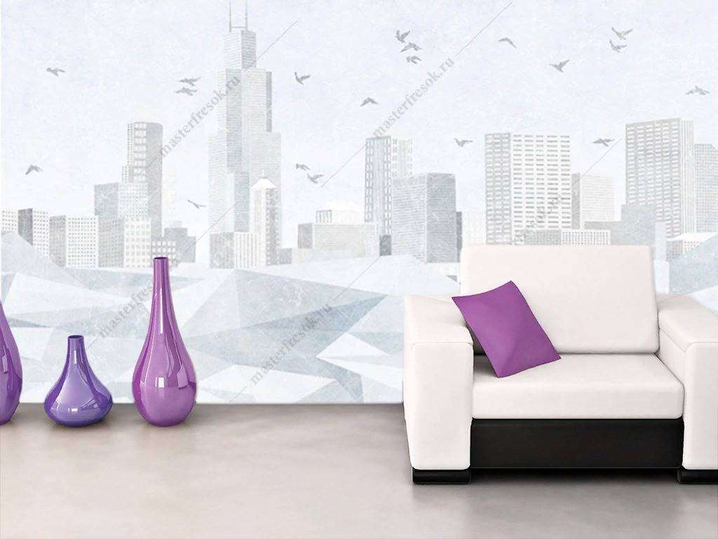 Фотообои в интерьере серый город  15-859 фото