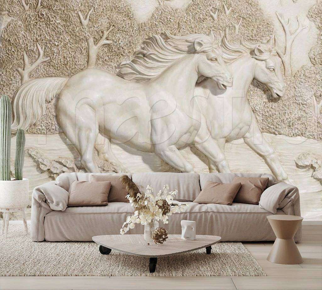 Фотообои в интерьере кони 3д  7-813 фото