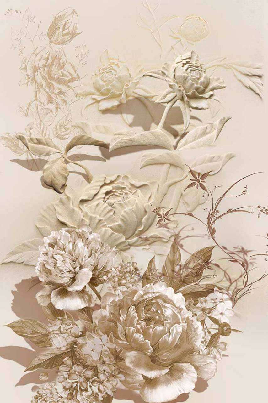 Фотообои в интерьере розы черно белые 3d  7-391 фото