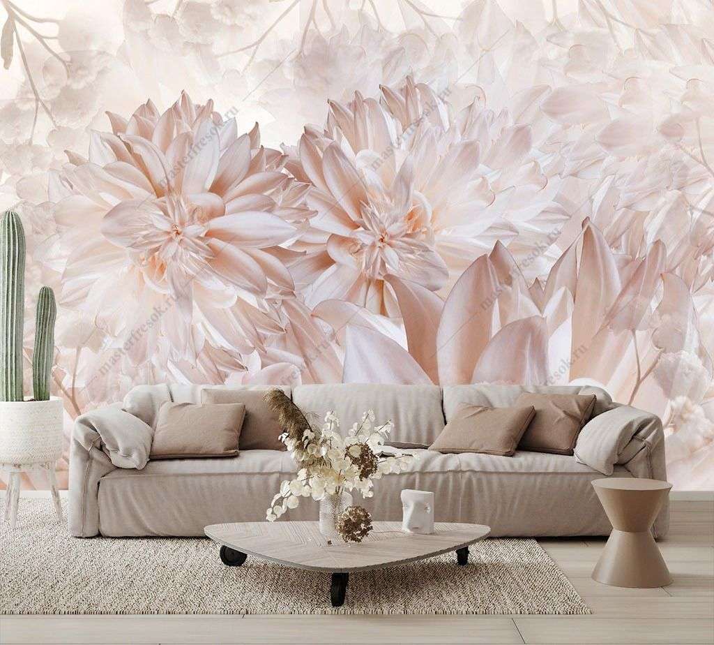 Фотообои в интерьере розовый бутон  9-1447 фото