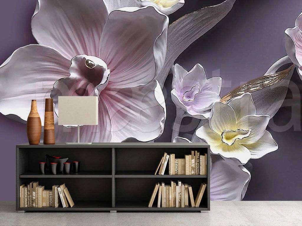 Фотообои в интерьере орхидеи 3д  7-811 фото