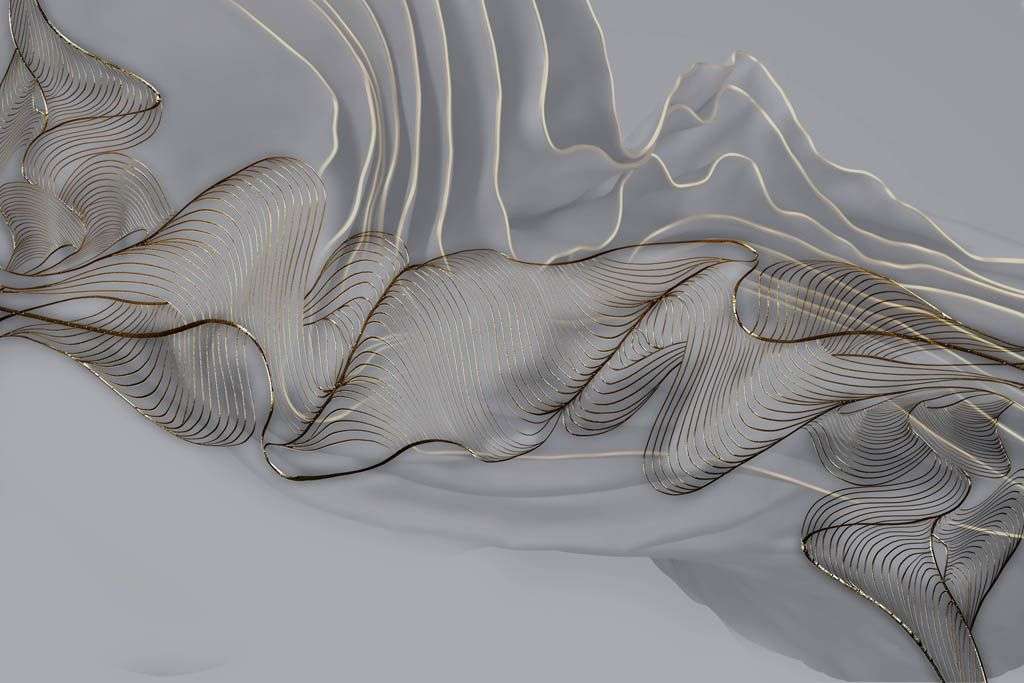 Фотообои в интерьере флюид арт серый 3д  13-645 фото