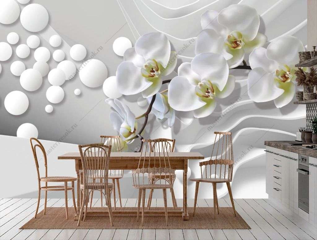 Фотообои в интерьере орхидея 3д  10-892 фото
