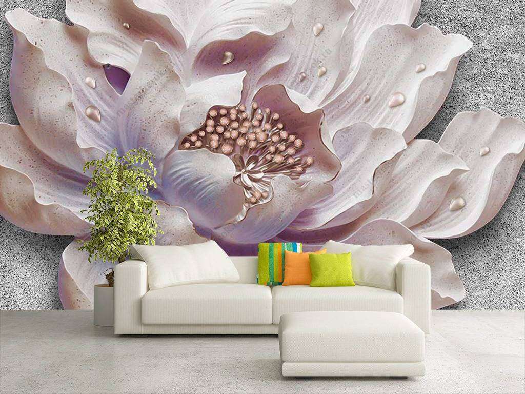 Фотообои в интерьере 3д цветок  10-713 фото