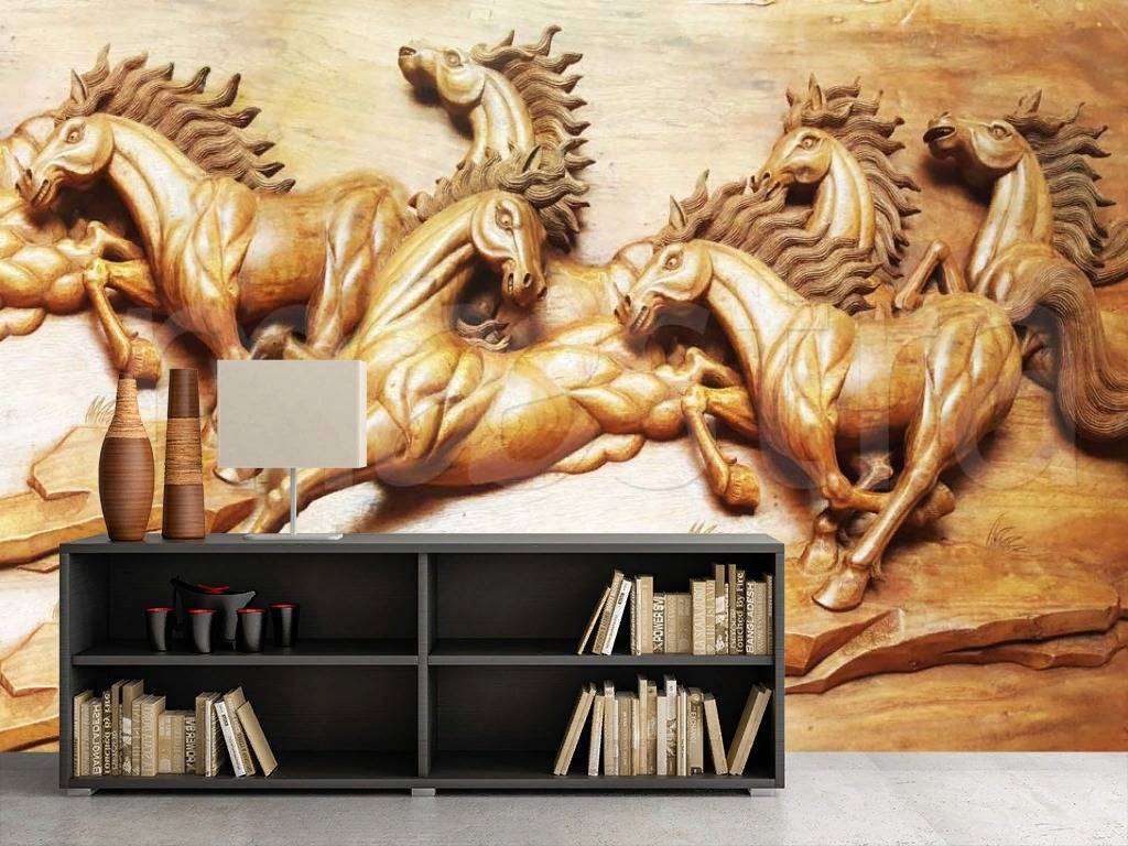 Фотообои в интерьере кони 3d  7-805 фото