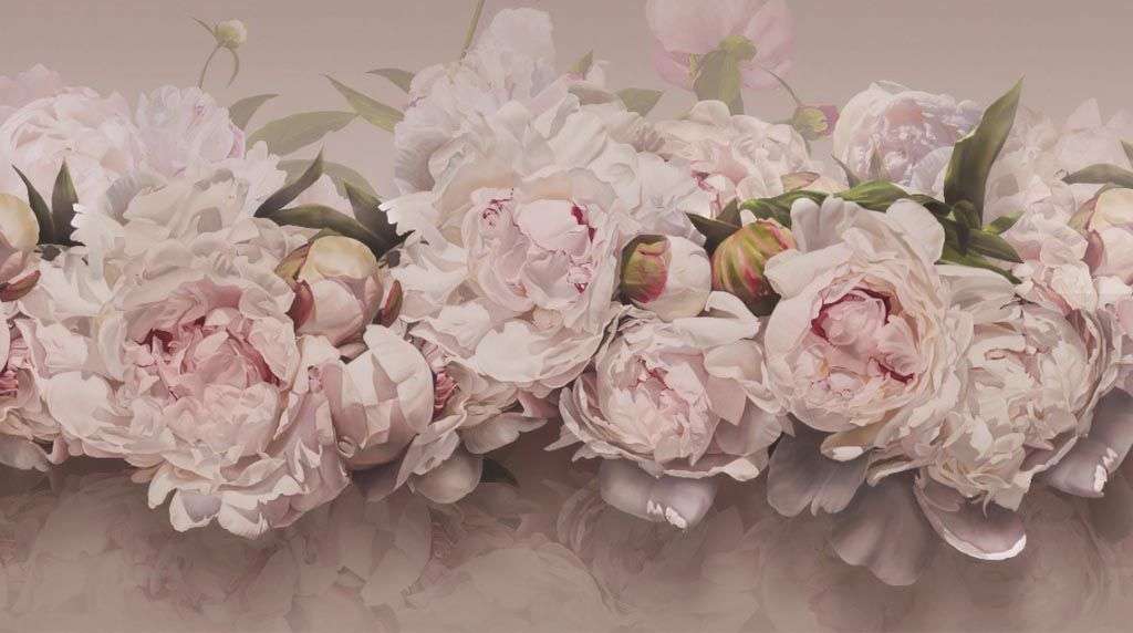 Фотообои в интерьере пионы 3д  14-356 фото