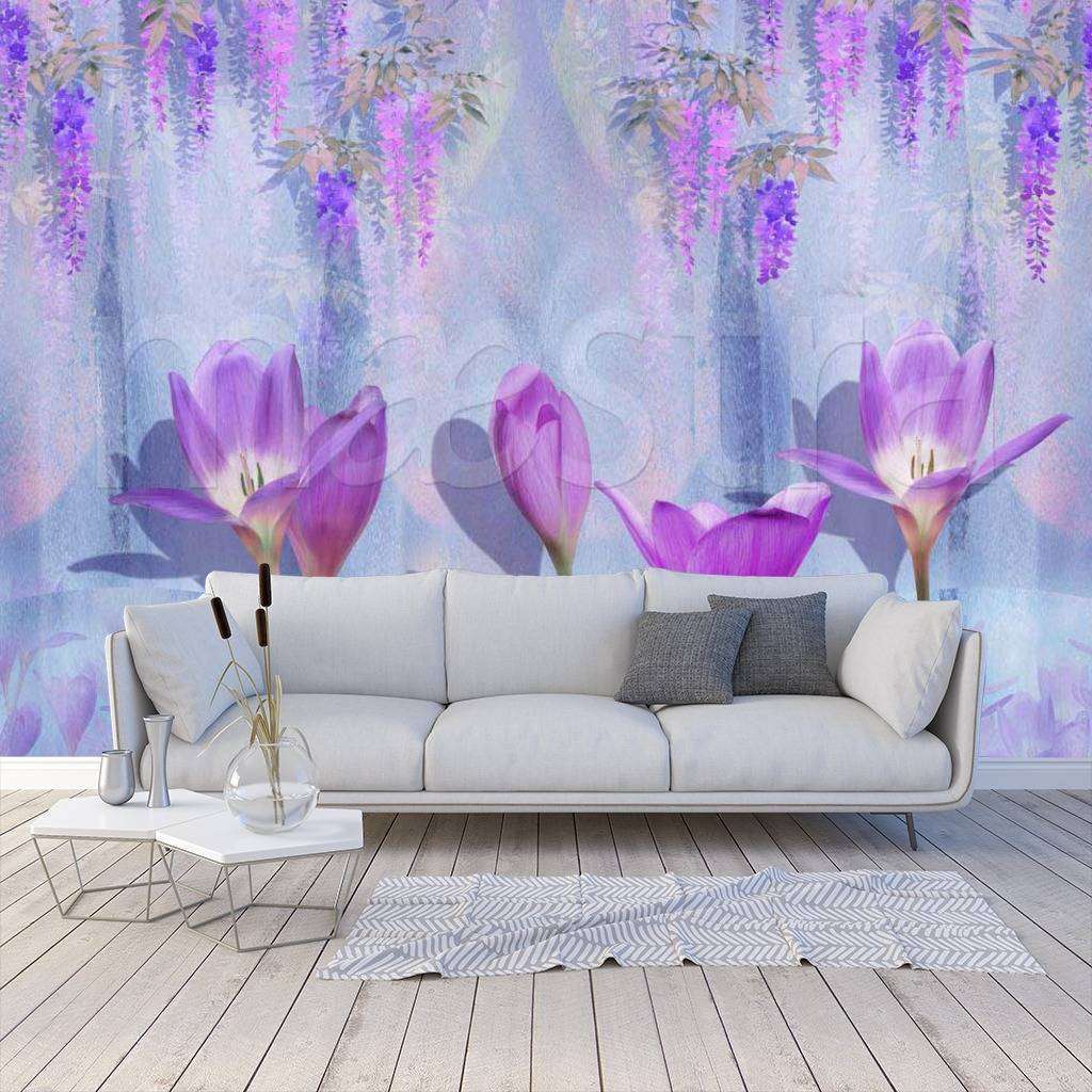 Фотообои Сиреневые цветы крокусы  7-379