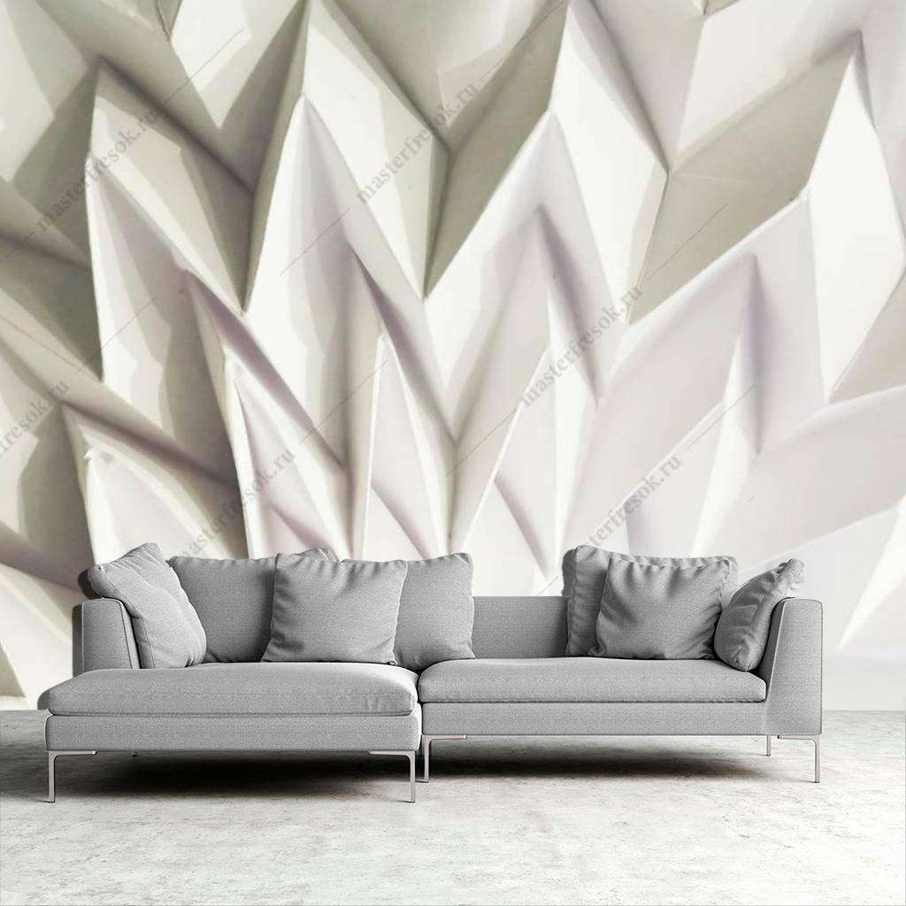 Фотообои в интерьере 3д светлая геометрия  10-786 фото