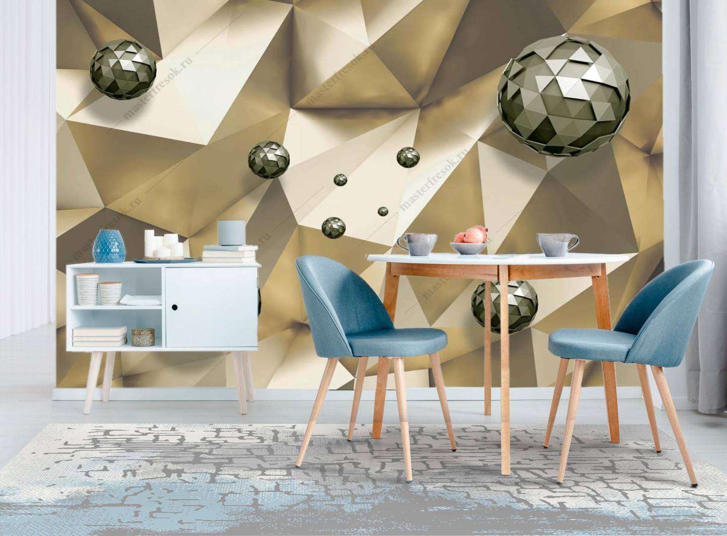 Фотообои в интерьере 3д объемные фигуры  10-862 фото