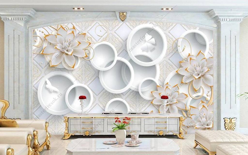 Фотообои Цветы 3д в круге  16-190