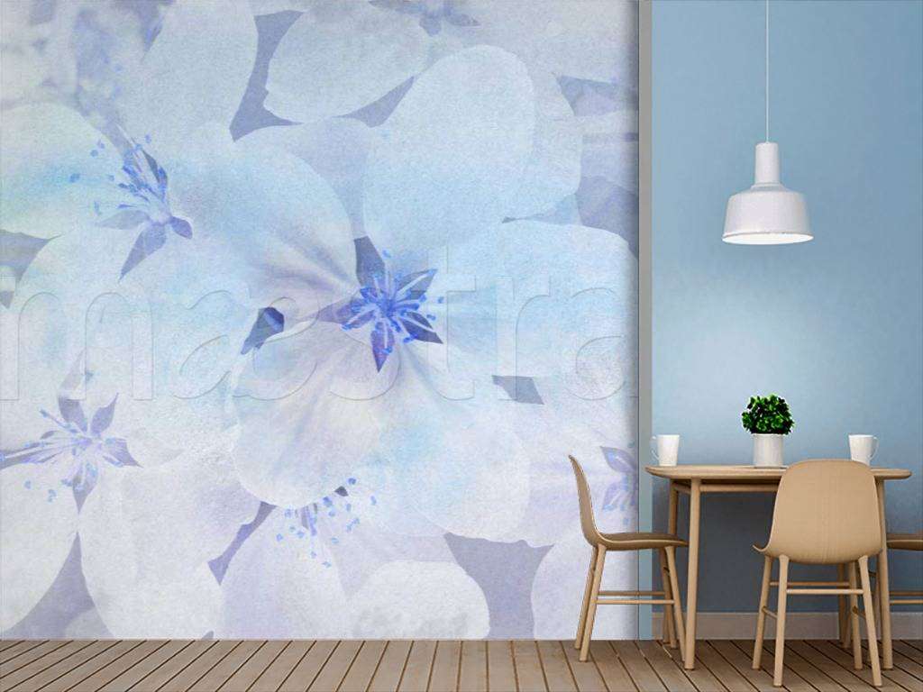 Фотообои Синие цветы в дымке  9-074