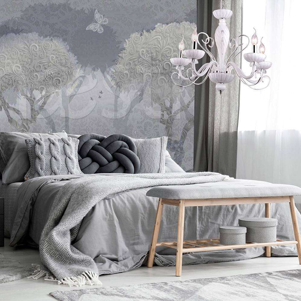 Фотообои Лес в тумане с бабочками  7-262