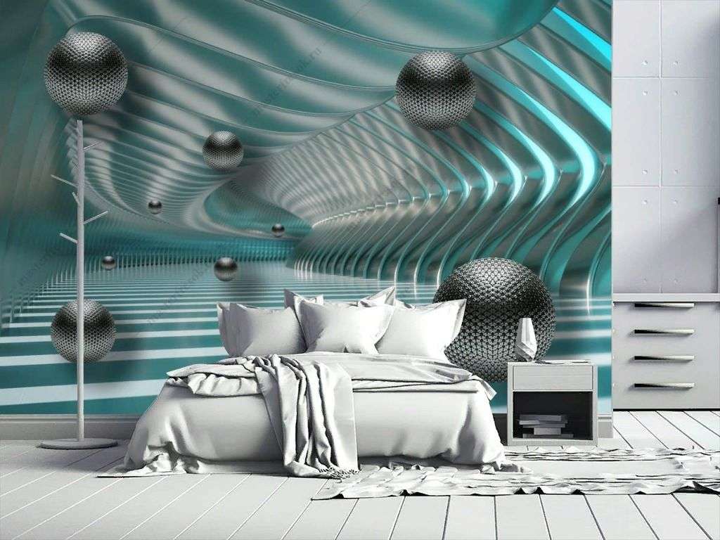 Фотообои в интерьере 3д черные шары  10-911 фото