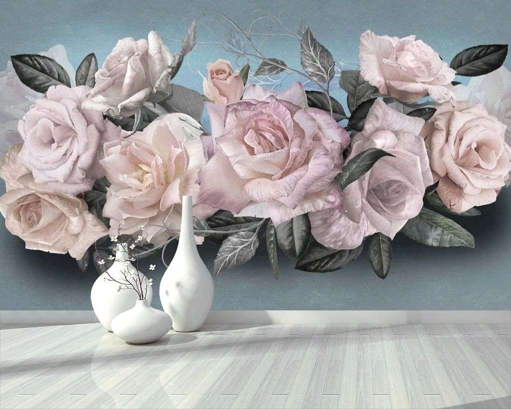 Фотообои в интерьере розы на ветке  13-083 фото