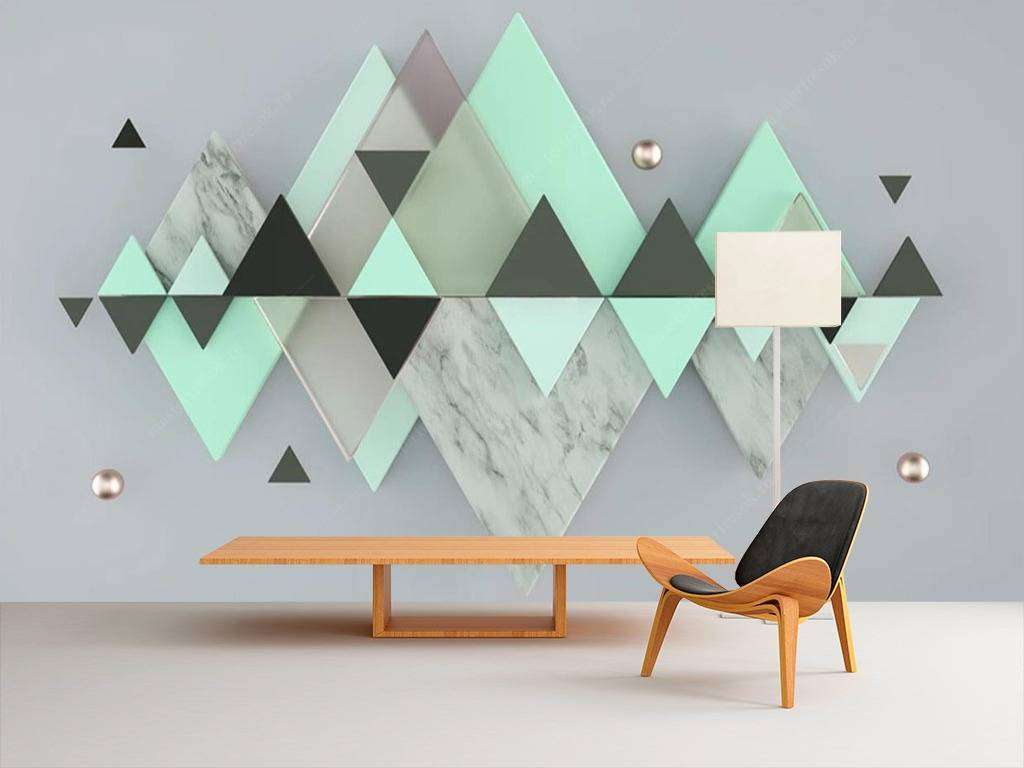 Фотообои в интерьере зеленая зеркальная абстракция  15-586 фото