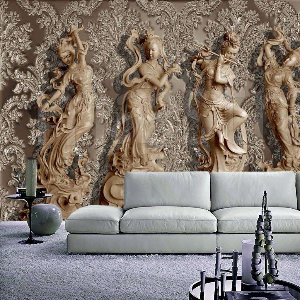 Фотообои в интерьере статуи 3д  7-812 фото