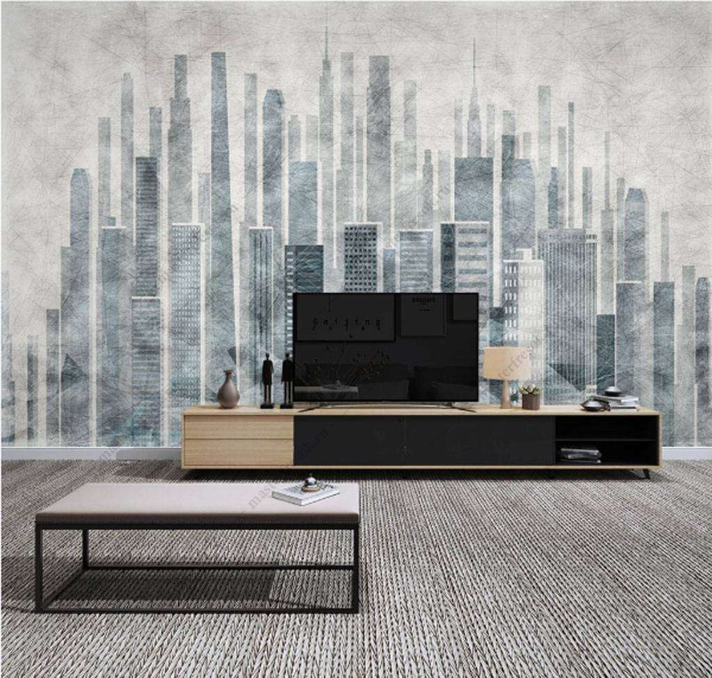 Фотообои в интерьере акварельный город  15-867 фото