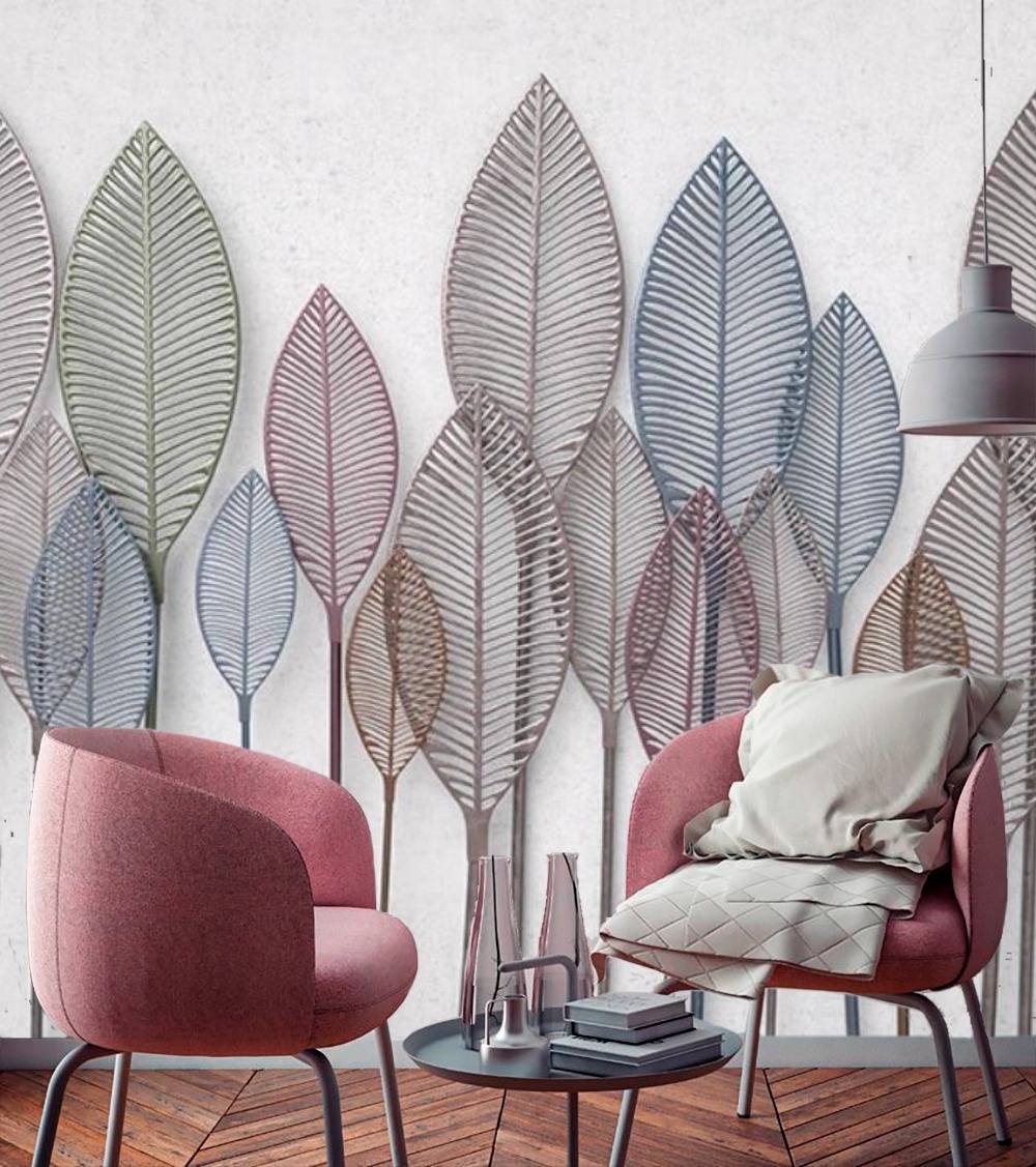 Фотообои 3д прозрачные листья  15-399