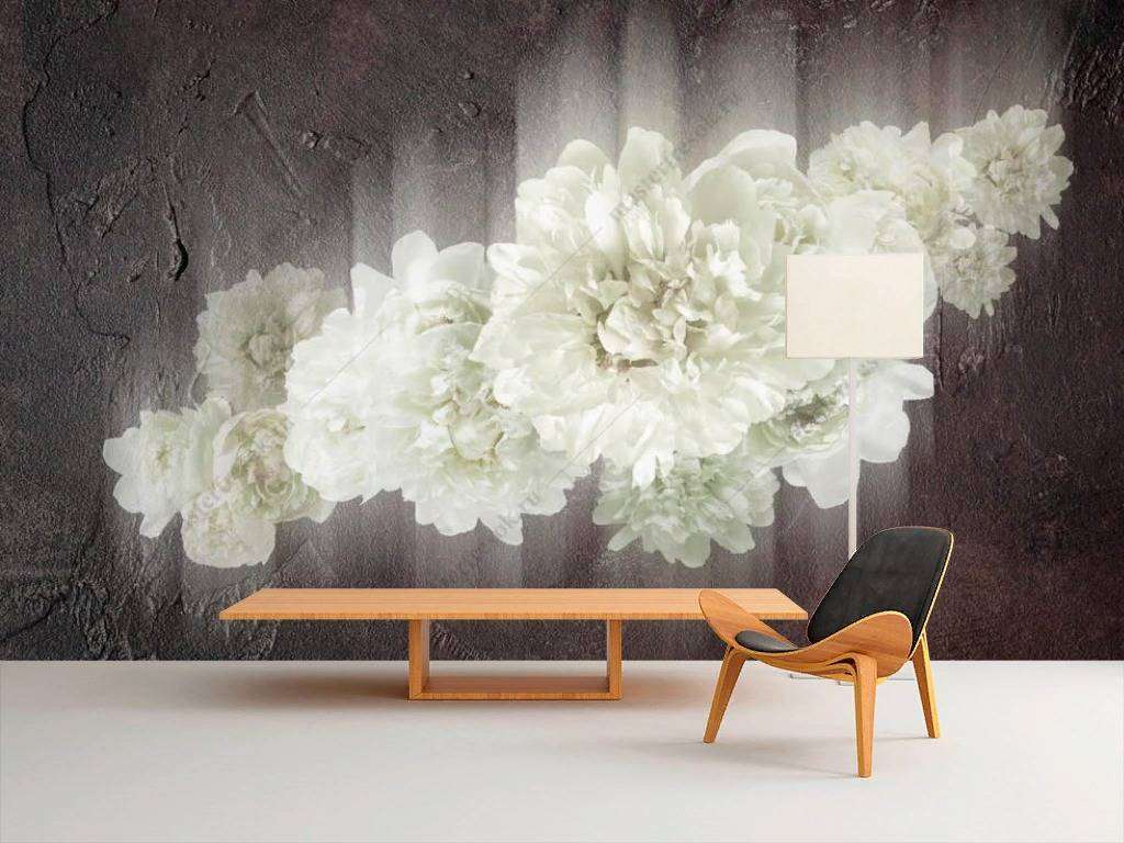 Фотообои в интерьере белые пионы  14-128 фото