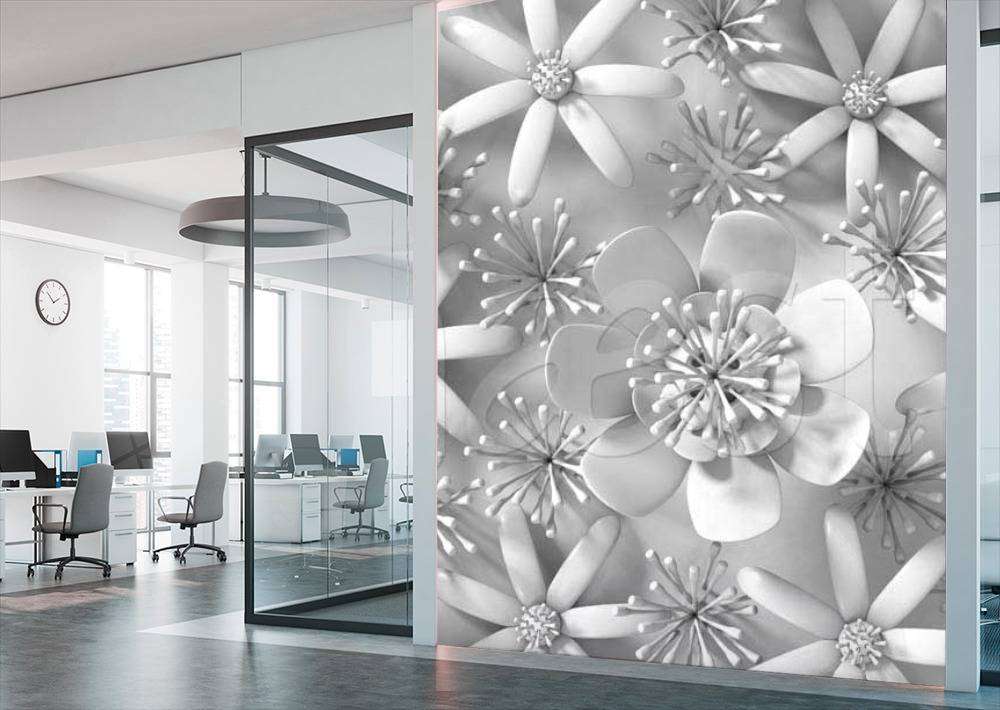 Фотообои Серые 3д цветы  9-017