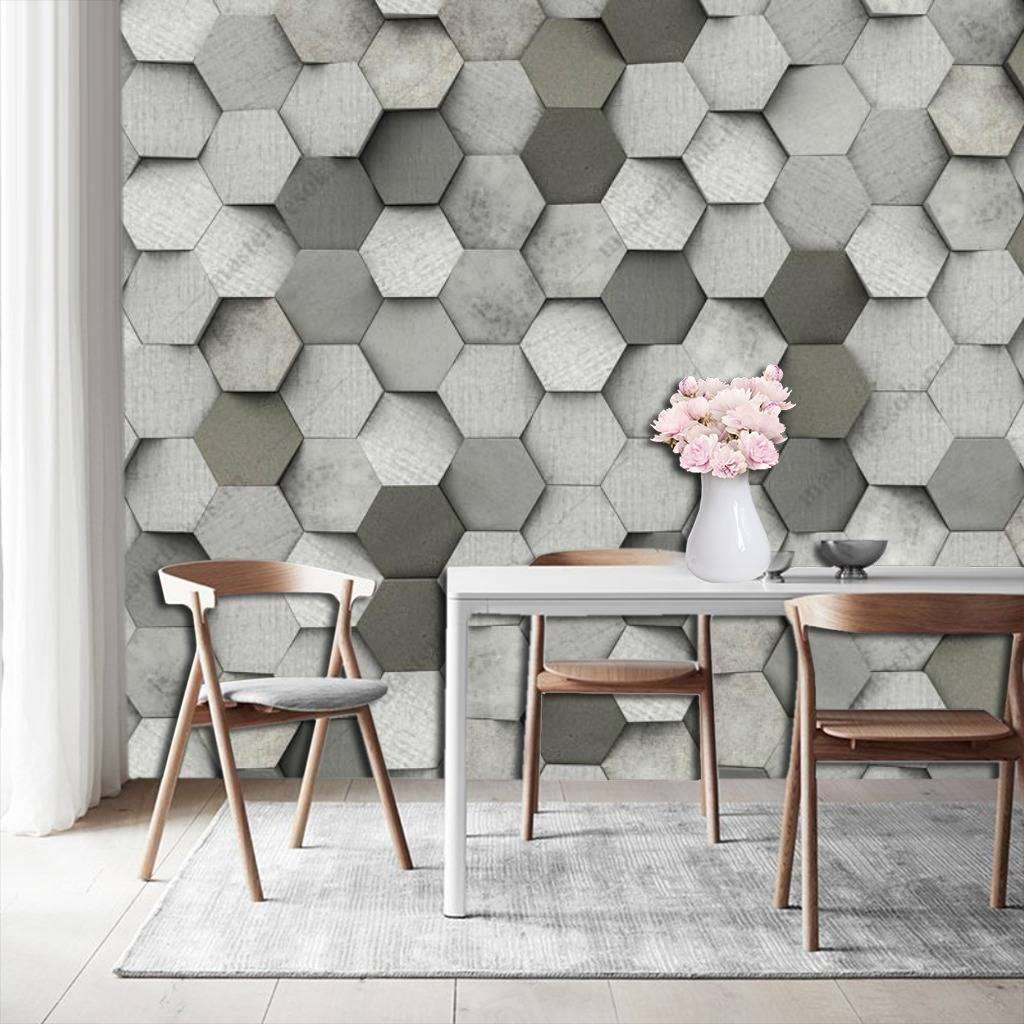 Фотообои в интерьере 3д серые соты  10-781 фото
