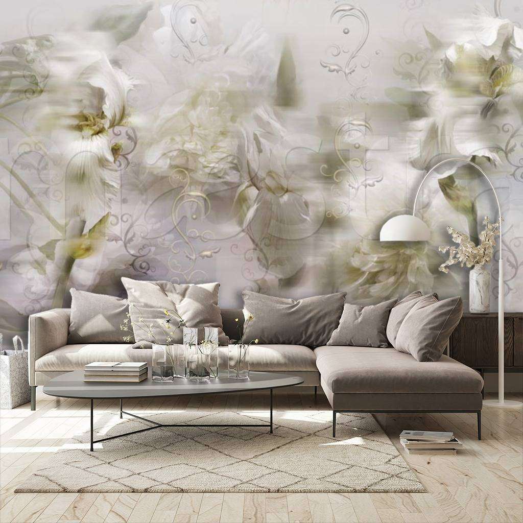 Фотообои в интерьере цветочный туман 3д  7-728 фото