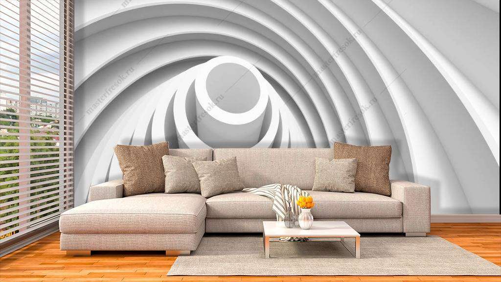 Фотообои в интерьере 3д волнообразная пирамида  10-823 фото