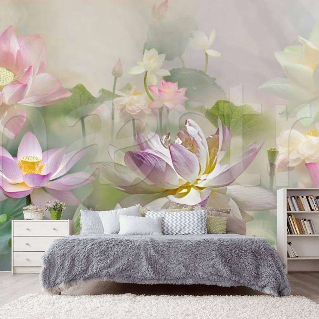 Фотообои 3д розовые кувшинки  7-511